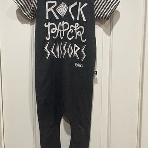 Rags to Raches Black and White 'Rock Paper Scissors' One-Piece